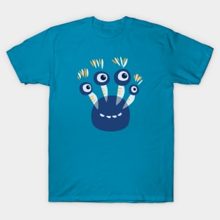 Cute Cartoon Funny Monster With Four Eyes T-Shirt